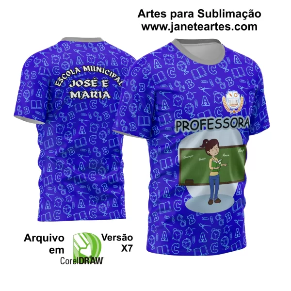 Arte Vetor Estampa Template Camisa Professora - Professor 2024 Modelo 15