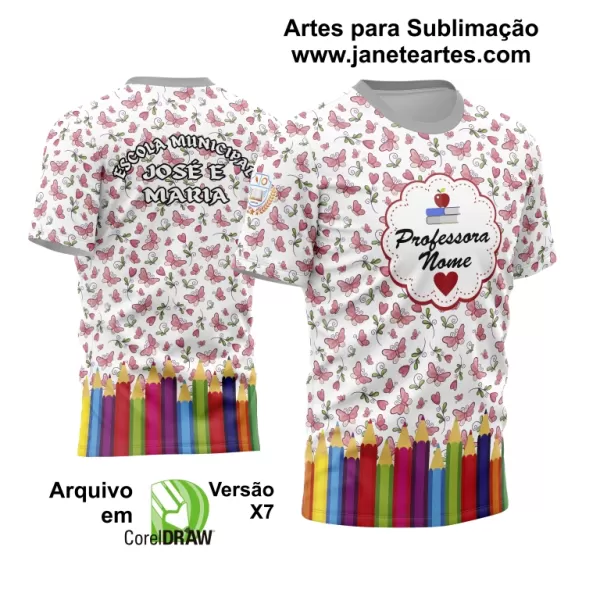 Arte Vetor Estampa Template Camisa Professora - Professor 2024 Modelo 21