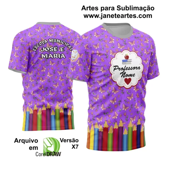 Arte Vetor Estampa Template Camisa Professora - Professor 2024 Modelo 21