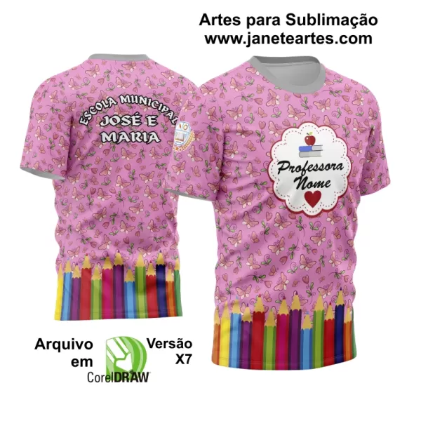 Arte Vetor Estampa Template Camisa Professora - Professor 2024 Modelo 21