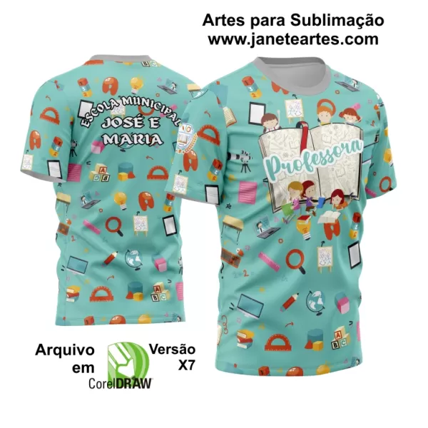 Arte Vetor Estampa Template Camisa Professora - Professor 2024 Modelo 25