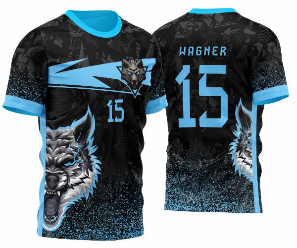 Arte Vetor Template Camisa de InterClasse Lobo Alfa Particulas Azul