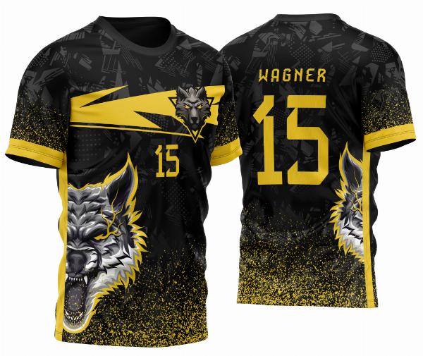 Arte Vetor Template Camisa de InterClasse Lobo Alfa Preto e Amarelo