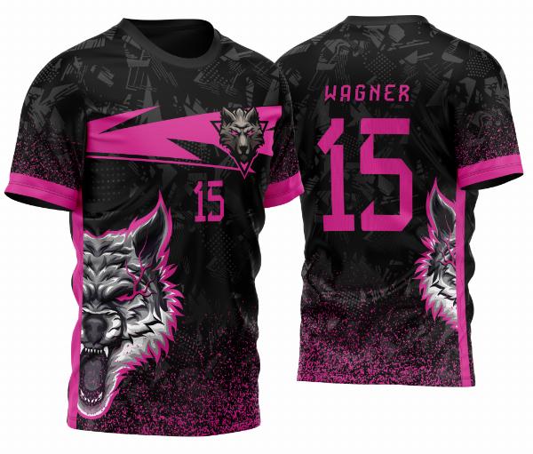 Arte Vetor Template Camisa de InterClasse Lobo Alfa Preto e Rosa