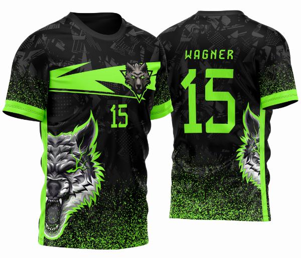 Arte Vetor Template Camisa de InterClasse Lobo Alfa Preto e Verde