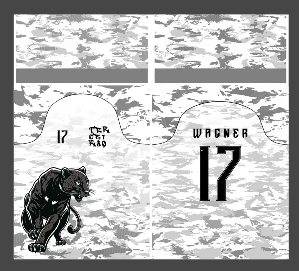 Arte Vetor Template Camisa de InterClasse Pantera Negra Camuflagem