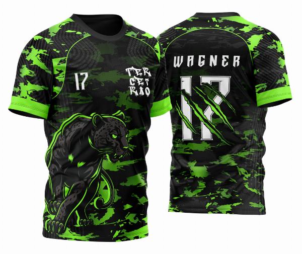 Arte Vetor Template Camisa de InterClasse Pantera Negra Camuflagem Verde