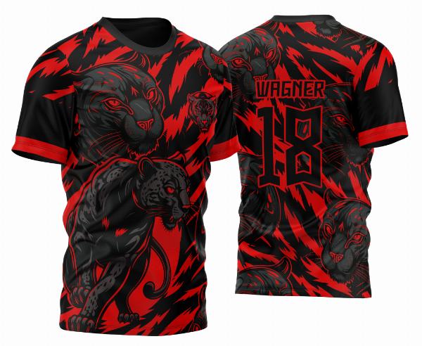Arte Vetor Template Camisa de InterClasse Pantera Negra Fundo Tigre 2023 Vermelha