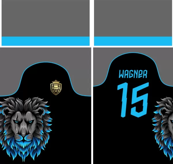 Template Futebol Leao Fogo Azul Vetor