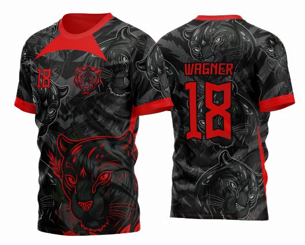 Arte Vetor Template Camisa para InterClasse Pantera Negra Padrão 2023 Vermelha