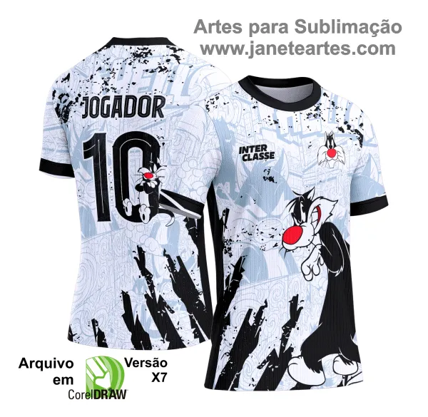 Camisa Interclasse Estampa Vetor Gato Frajola