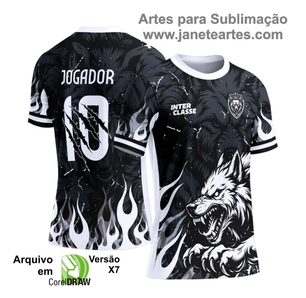 Camisa Interclasse Estampa Vetor Lobo Negro 2025