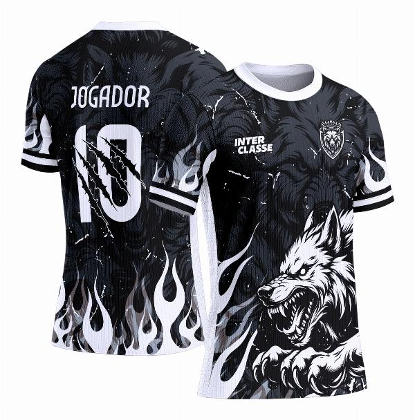 Camisa Interclasse Estampa Vetor Lobo Negro 2025