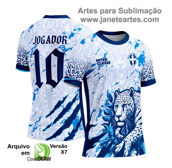 Camisa Interclasse Estampa Vetor Onça Azul 2025