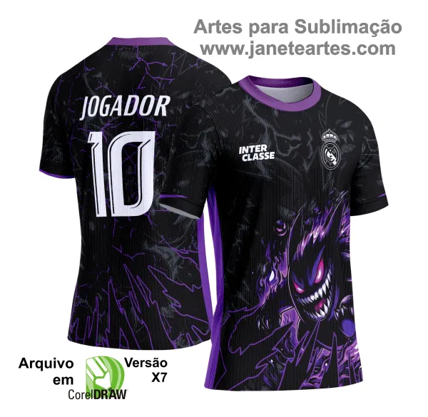 Camisa Interclasse Estampa Vetor Pokémon Gengar