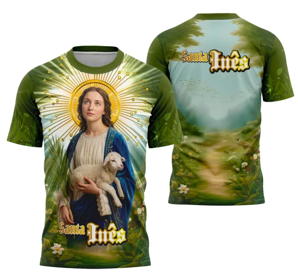 Camisa Santa Inês de Roma Católica Religião