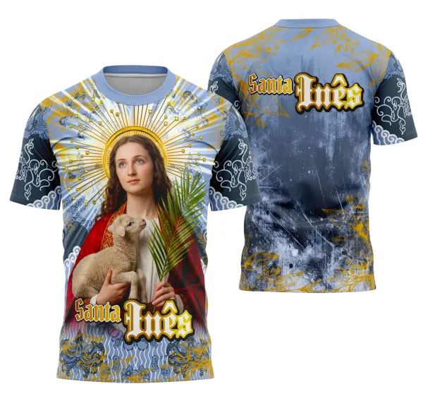 Camisa Santa Inês de Roma Católica Religião