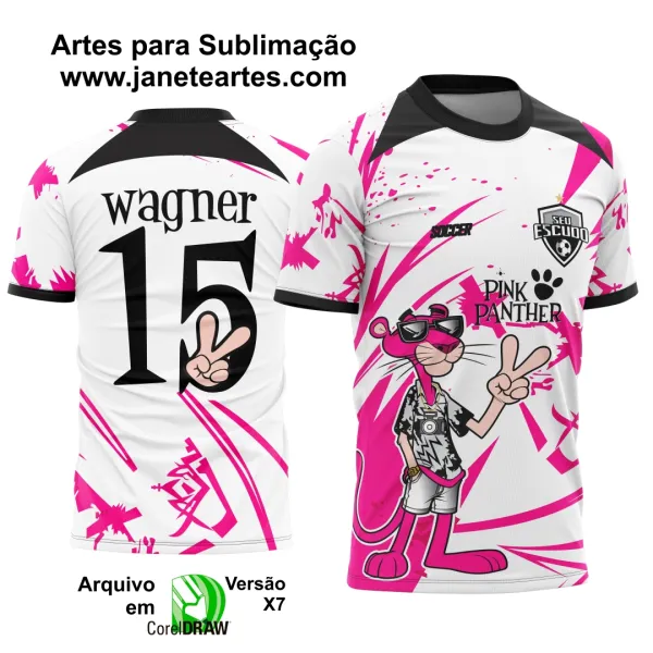 Camisa de Interclasse - Arte Vetor - Pantera Cor de Rosa