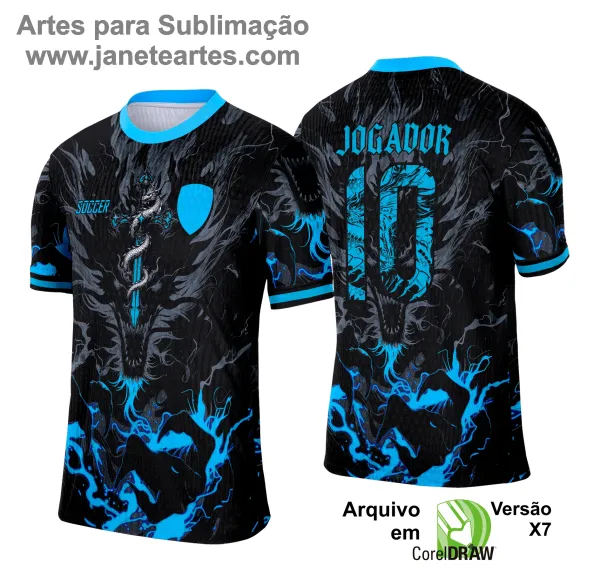 Camisa de Interclasse Dragão Azul 2025 - Arte Vetor Template
