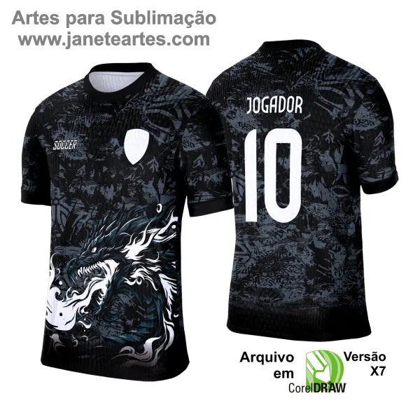 Camisa de Interclasse Dragão Negro 2025 - Arte Vetor Template