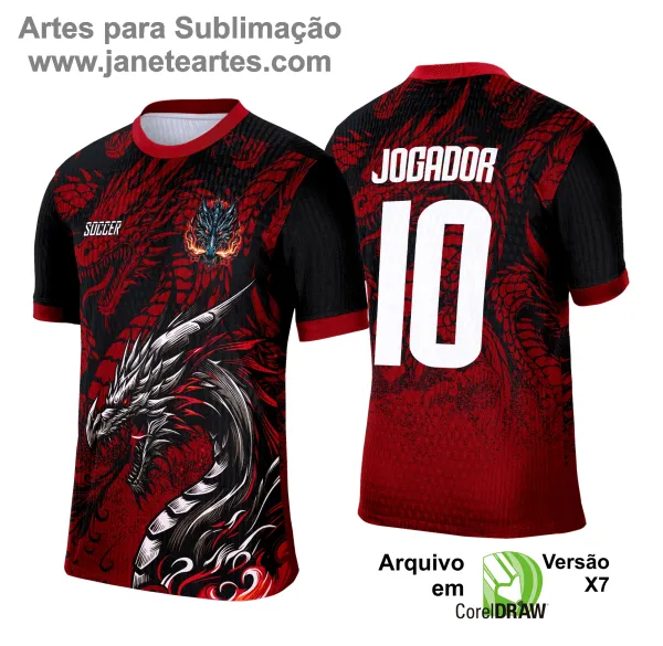 Camisa de Interclasse Dragão Vermelho 2025 - Arte Vetor Template