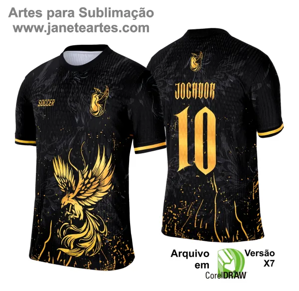 Camisa de Interclasse Fênix Dourada 2025 - Arte Vetor Template