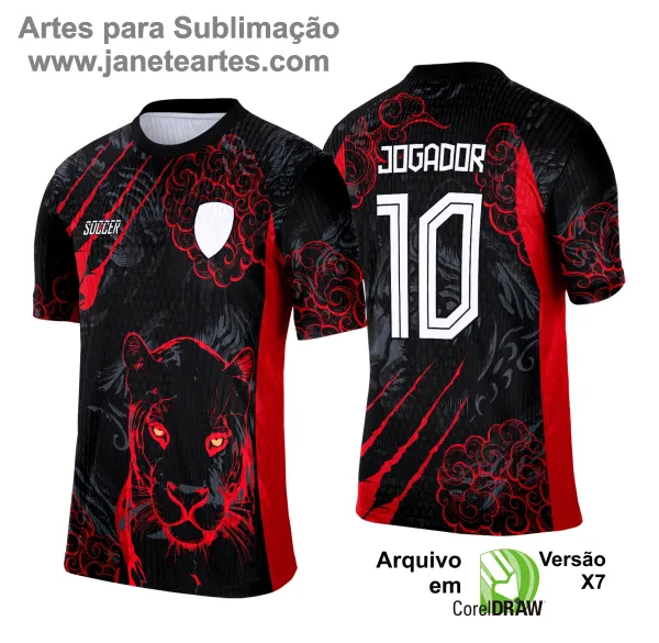 Camisa de Interclasse Pantera Negra Vermelha 2025 - Arte Vetor Template