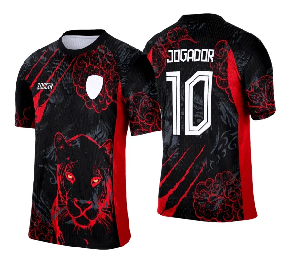 Camisa de Interclasse Pantera Negra Vermelha 2025 - Arte Vetor Template