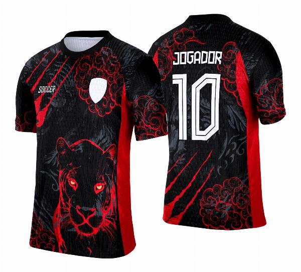 Camisa de Interclasse Pantera Negra Vermelha 2025 - Arte Vetor Template