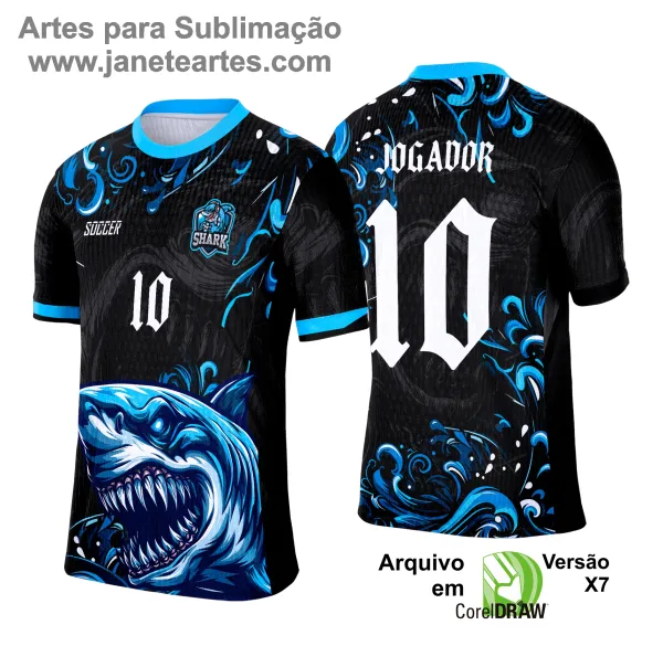 Camisa de Interclasse Tubarão 2025 - Arte Vetor Template