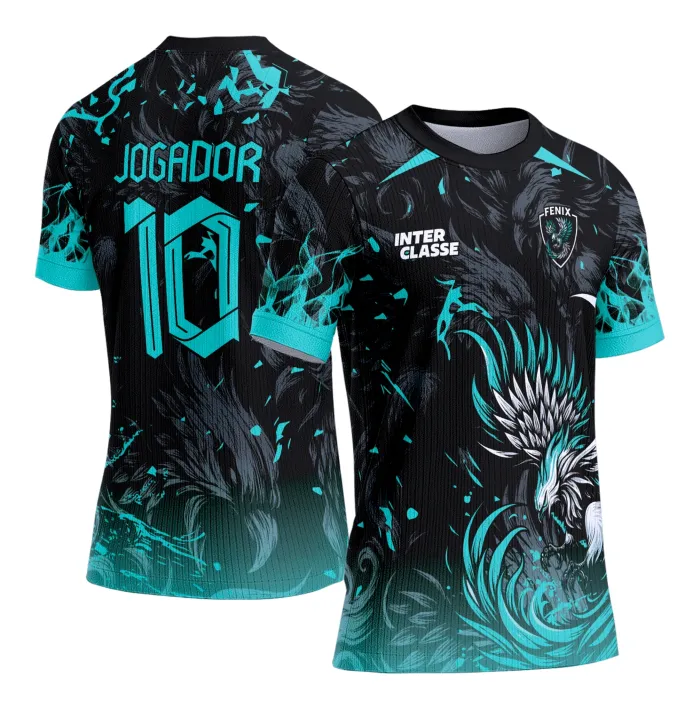 Arte Camiseta de Interclasse Fênix Turquesa Arte Camiseta de Interclasse Fênix Turquesa