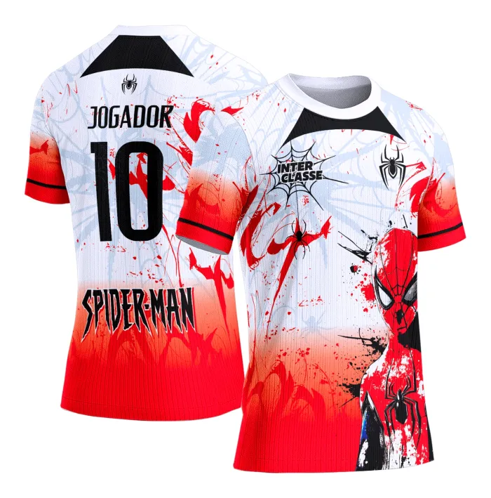 Arte Camiseta de Interclasse Homem Aranha Branca e Vermelho