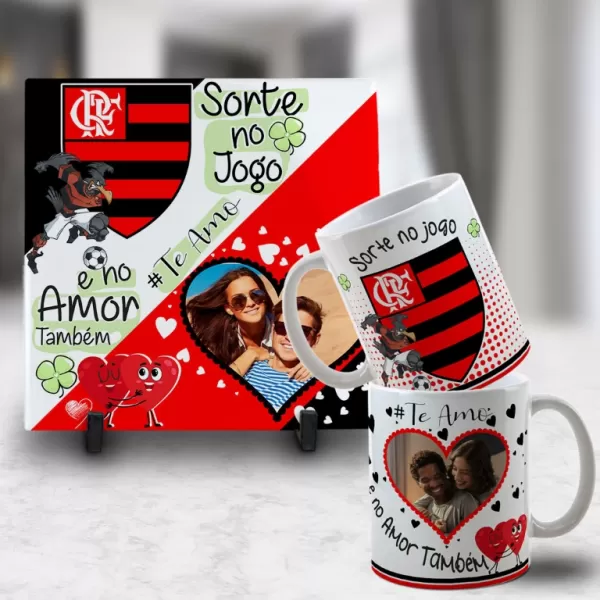 Kit Artes para Canecas + Azulejos – Namorado(A) Sortudo(A) Times – Com Foto 2023 Sublimação