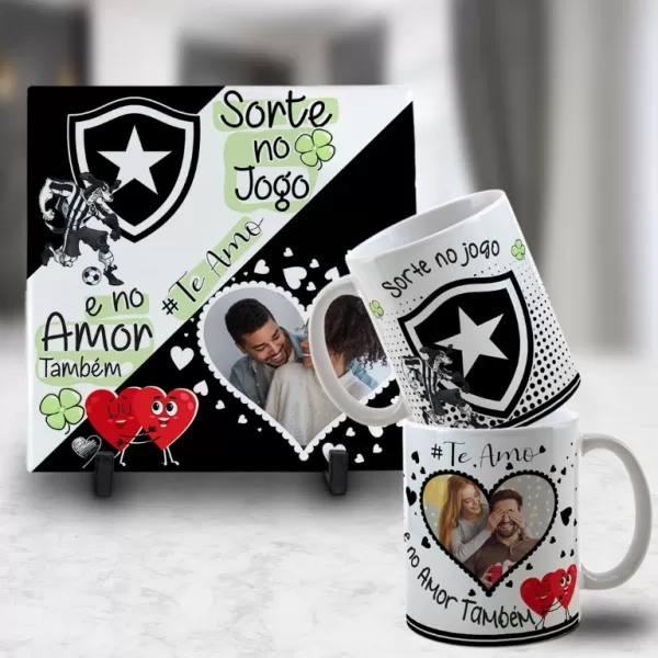 Kit Artes para Canecas + Azulejos – Namorado(A) Sortudo(A) Times – Com Foto 2023 Sublimação