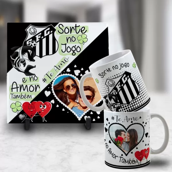 Kit Artes para Canecas + Azulejos – Namorado(A) Sortudo(A) Times – Com Foto 2023 Sublimação