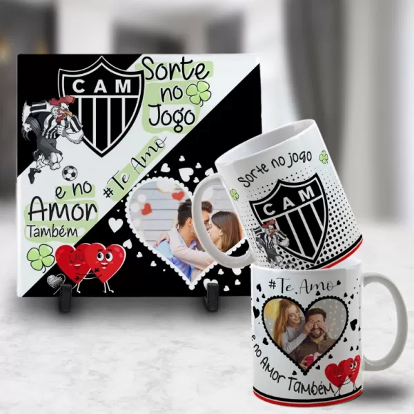 Kit Artes para Canecas + Azulejos – Namorado(A) Sortudo(A) Times – Com Foto 2023 Sublimação