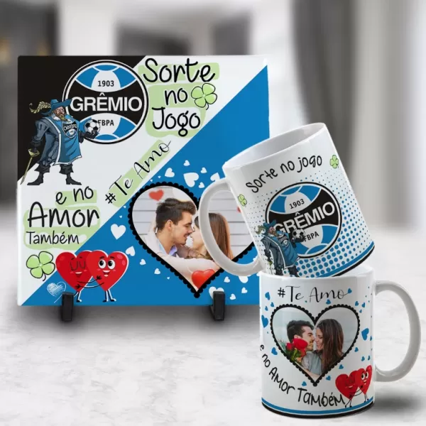 Kit Artes para Canecas + Azulejos – Namorado(A) Sortudo(A) Times – Com Foto 2023 Sublimação