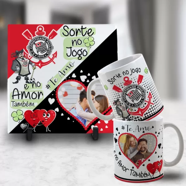 Kit Artes para Canecas + Azulejos – Namorado(A) Sortudo(A) Times – Com Foto 2023 Sublimação