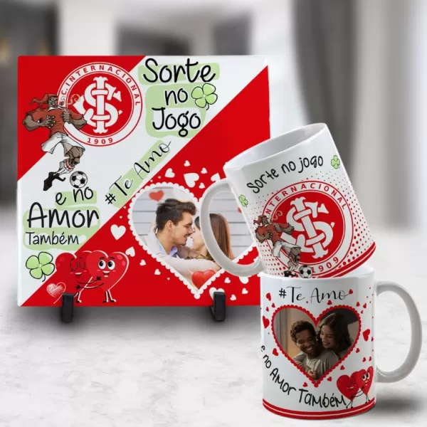 Kit Artes para Canecas + Azulejos – Namorado(A) Sortudo(A) Times – Com Foto 2023 Sublimação