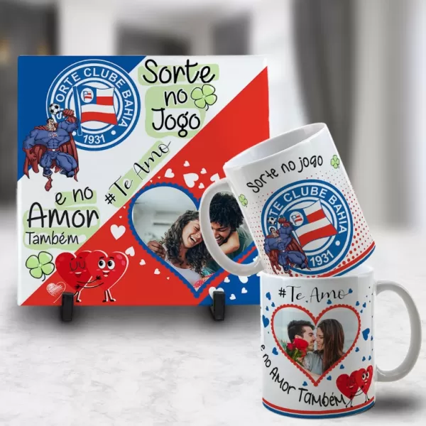 Kit Artes para Canecas + Azulejos – Namorado(A) Sortudo(A) Times – Com Foto 2023 Sublimação