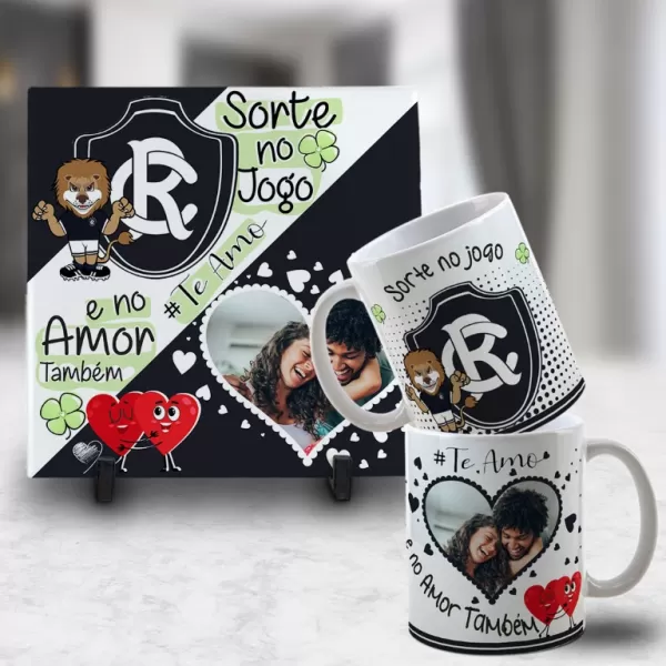 Kit Artes para Canecas + Azulejos – Namorado(A) Sortudo(A) Times – Com Foto 2023 Sublimação