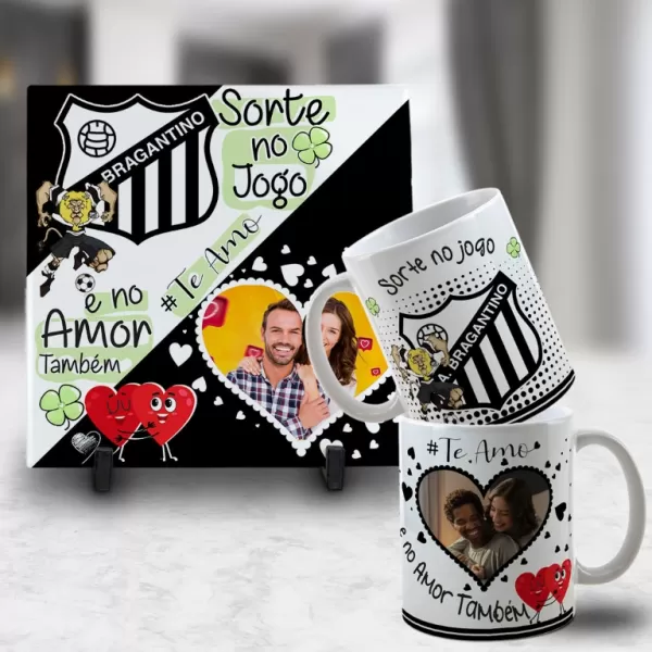 Kit Artes para Canecas + Azulejos – Namorado(A) Sortudo(A) Times – Com Foto 2023 Sublimação