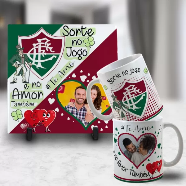 Kit Artes para Canecas + Azulejos – Namorado(A) Sortudo(A) Times – Com Foto 2023 Sublimação