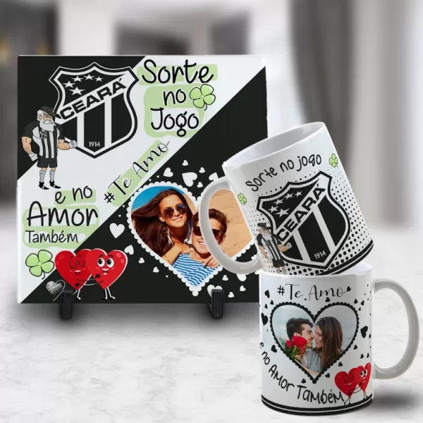 Kit Artes para Canecas + Azulejos – Namorado(A) Sortudo(A) Times – Com Foto 2023 Sublimação