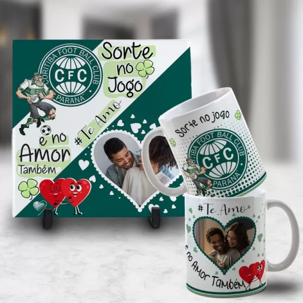 Kit Artes para Canecas + Azulejos – Namorado(A) Sortudo(A) Times – Com Foto 2023 Sublimação