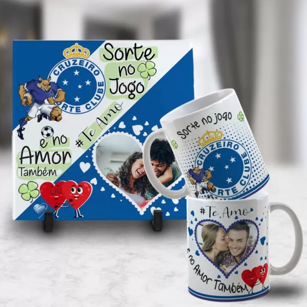 Kit Artes para Canecas + Azulejos – Namorado(A) Sortudo(A) Times – Com Foto 2023 Sublimação