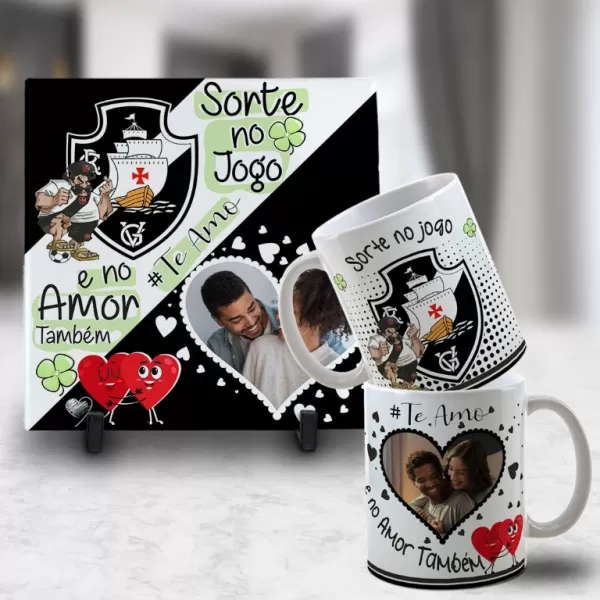 Kit Artes para Canecas + Azulejos – Namorado(A) Sortudo(A) Times – Com Foto 2023 Sublimação