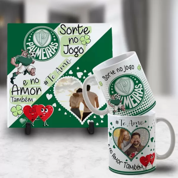 Kit Artes para Canecas + Azulejos – Namorado(A) Sortudo(A) Times – Com Foto 2023 Sublimação