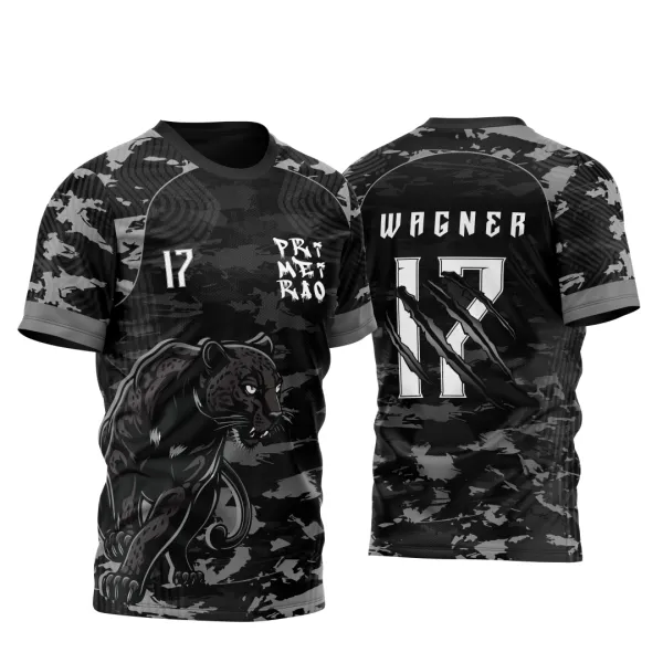 Template Camisa Primeirão Pantera Negra Tons de Cinza Camuflagem