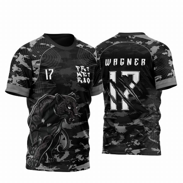 Template Camisa Primeirão Pantera Negra Tons de Cinza Camuflagem